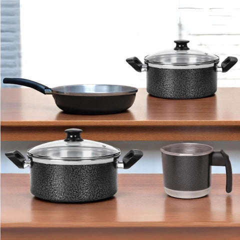 Kit 2 Panelas com Tampa de Vidro com Frigideira e Caneco