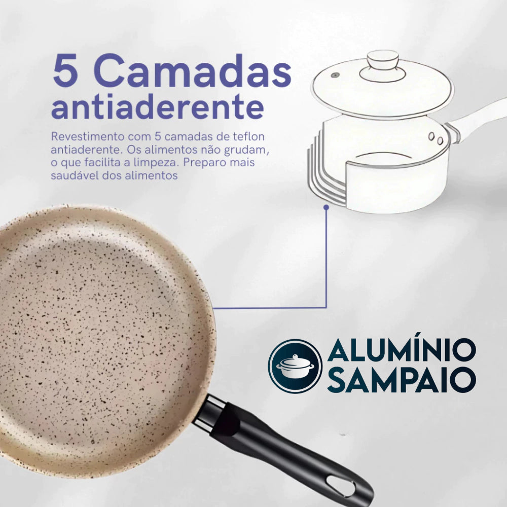 Jogo de Panelas 8 Peças Antiaderente Teflon Premium