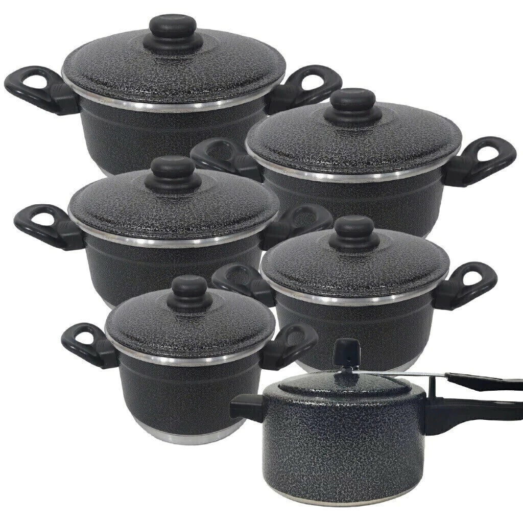 JOGO COM 5 PANELAS EM ALUMÍNIO DE QUALIDADE COM PANELA DE PRESSÃO 2,5 LITROS