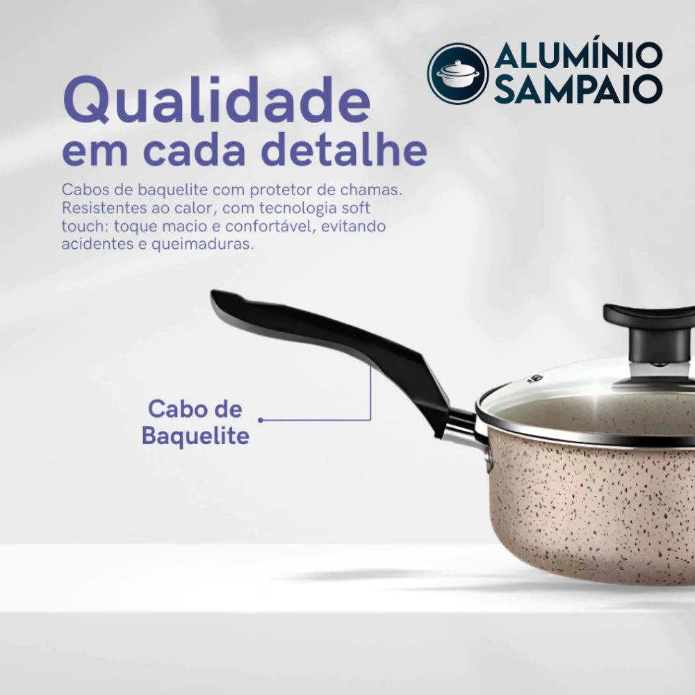 Jogo de Panelas 8 Peças Antiaderente Teflon Premium