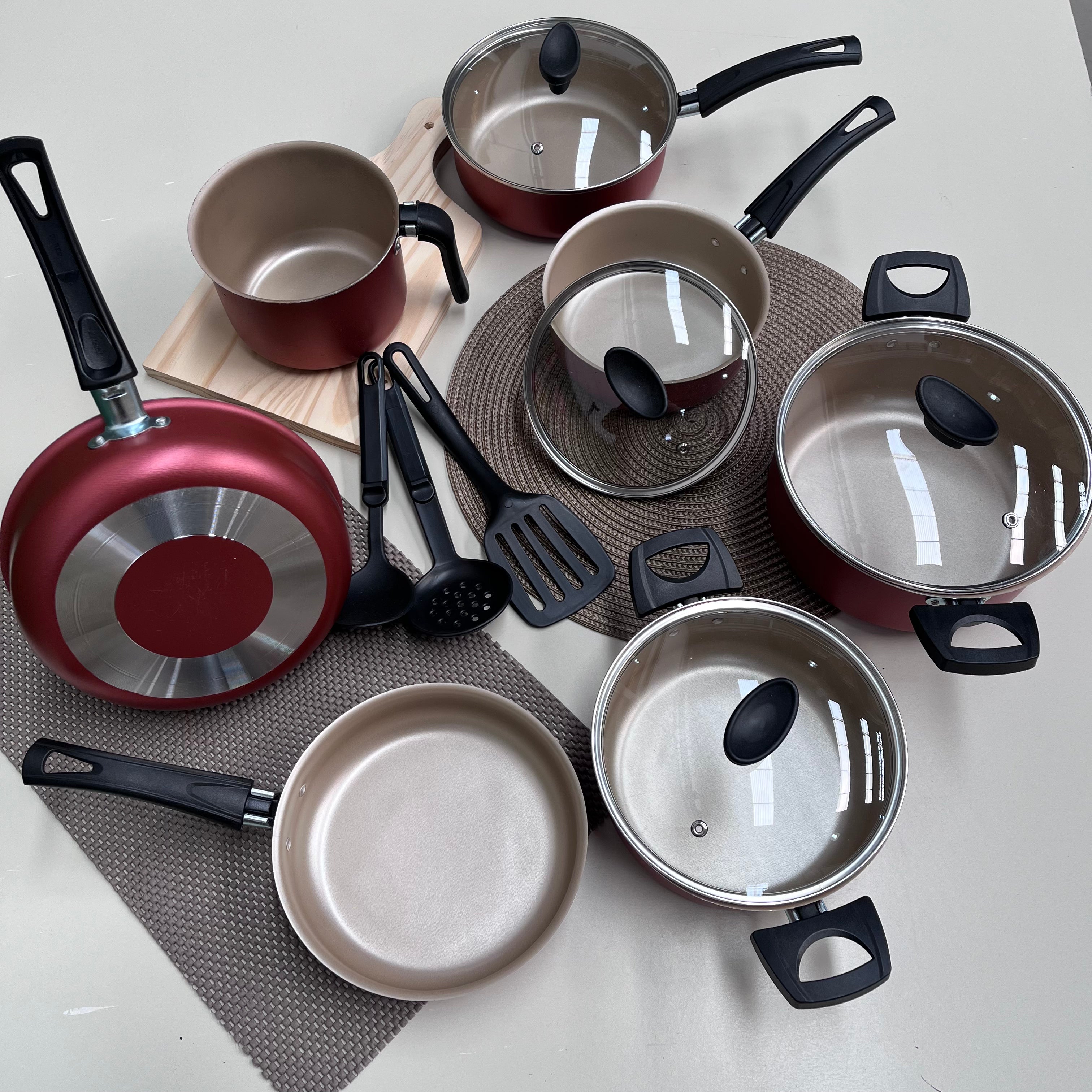 Jogo de Panelas Antiaderente 10 Peças - Cereja