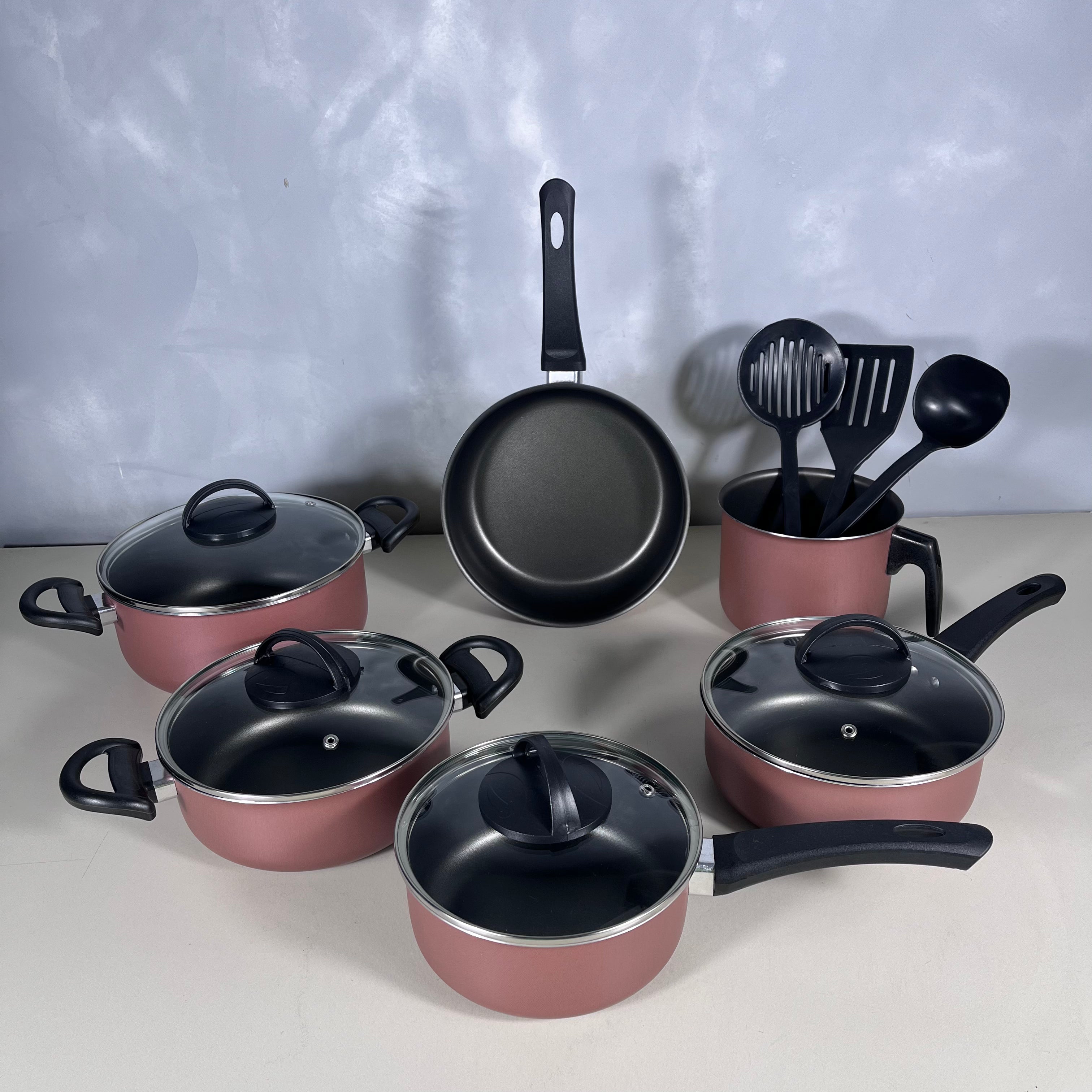 Jogo de Panelas Antiaderente 9 Peças - Rosé