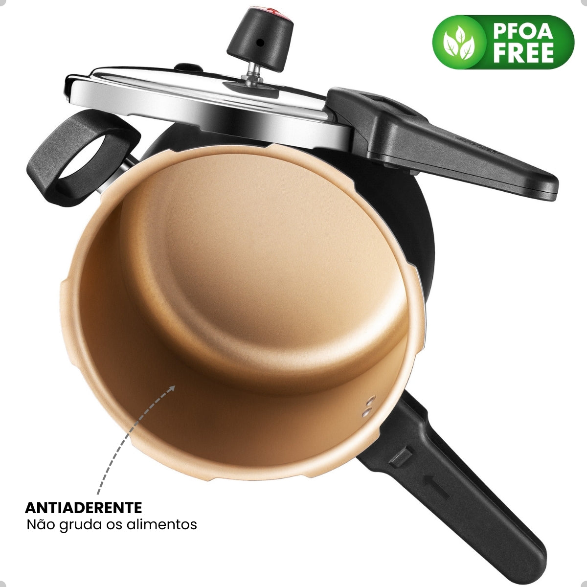 Panela De Pressão 4,5 Litros Antiaderente Fechamento Externo