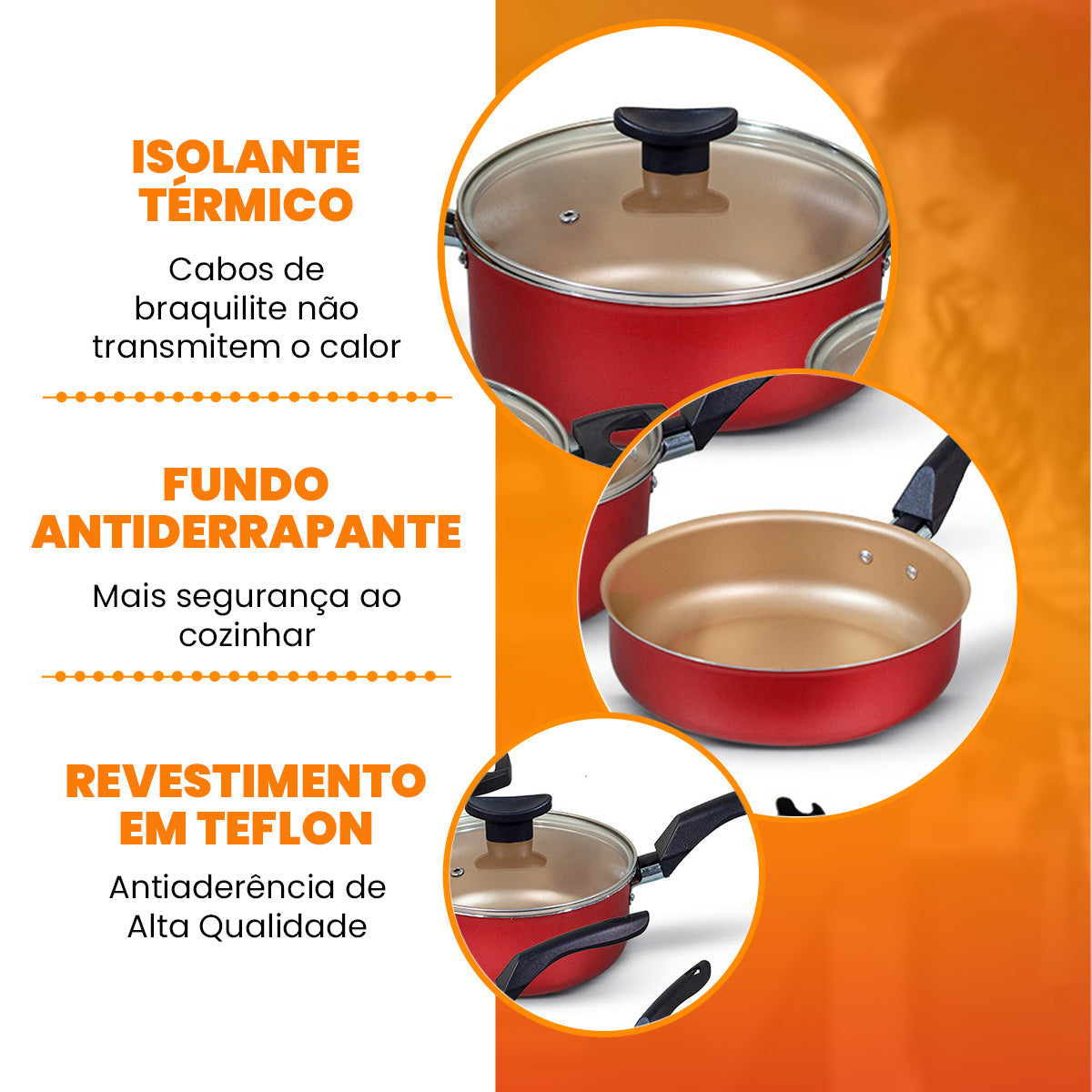 Jogo de Panelas Antiaderente 10 Peças - Cereja