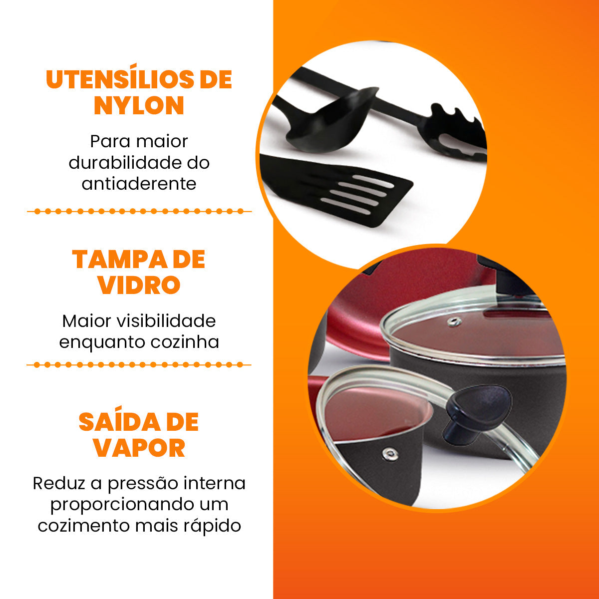 Jogo de Panelas Antiaderente 9 Peças - Preto com Cereja