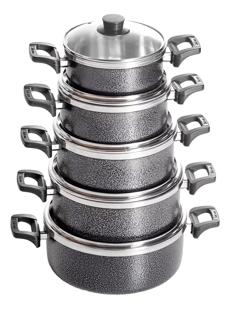 Panelas de Alumínio com Tampa de vidro 5 pecas