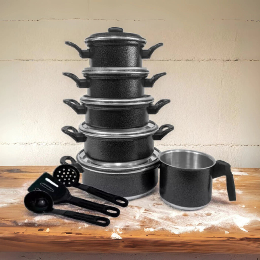 Jogo de Panelas 6 peças com Leiteira Alumínio com Tampa de Aluminio