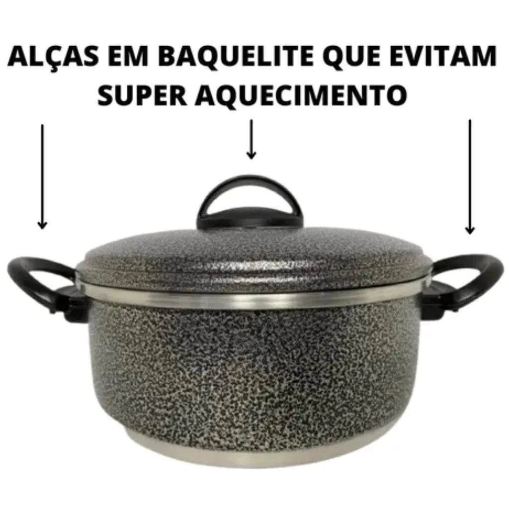 Jogo de Panelas Frigideira Caneco Caçarola Alumínio Resistente 5 peças