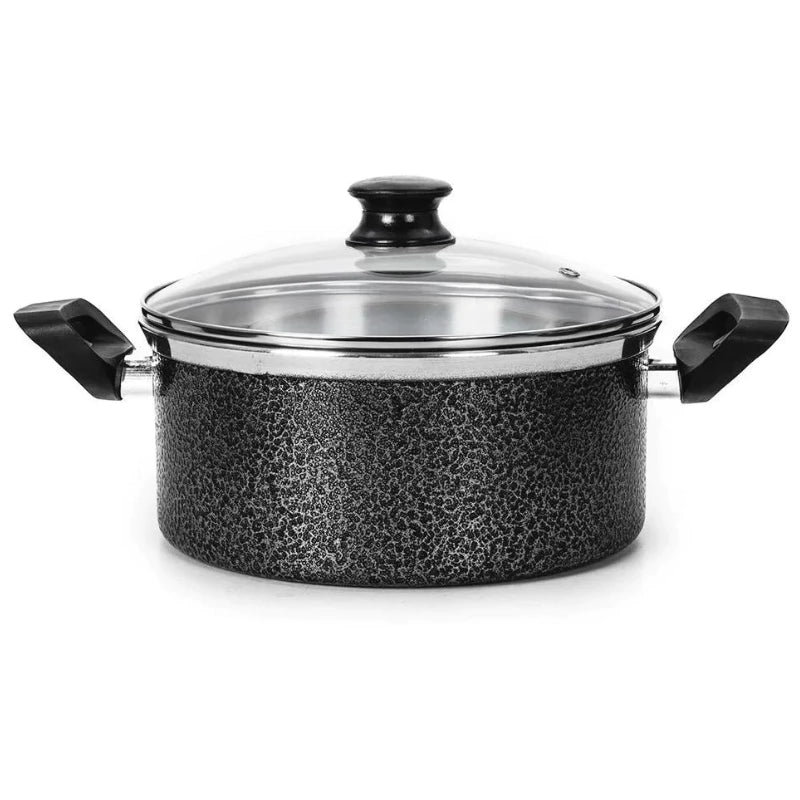 Jogo 6 Peças Com 5 Caçarolas Tampa de Vidro 14/22 + Panela De Pressão Fechamento Externo 4,5 Litros