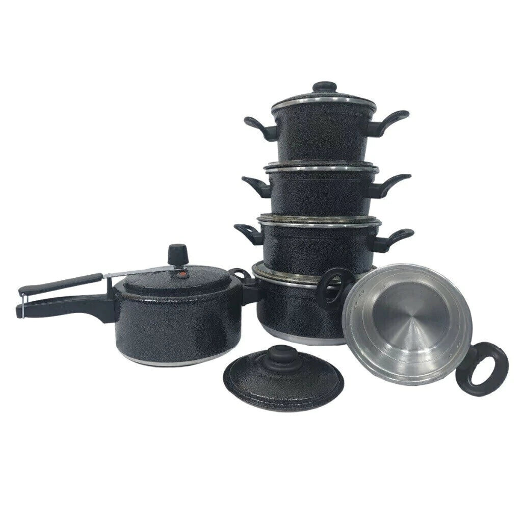 JOGO COM 5 PANELAS EM ALUMÍNIO DE QUALIDADE COM PANELA DE PRESSÃO 2,5 LITROS