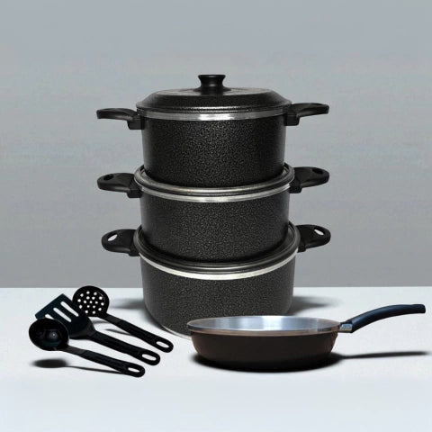 Jogo de Panelas 7 Peças com Frigideira Alumínio Reforçado