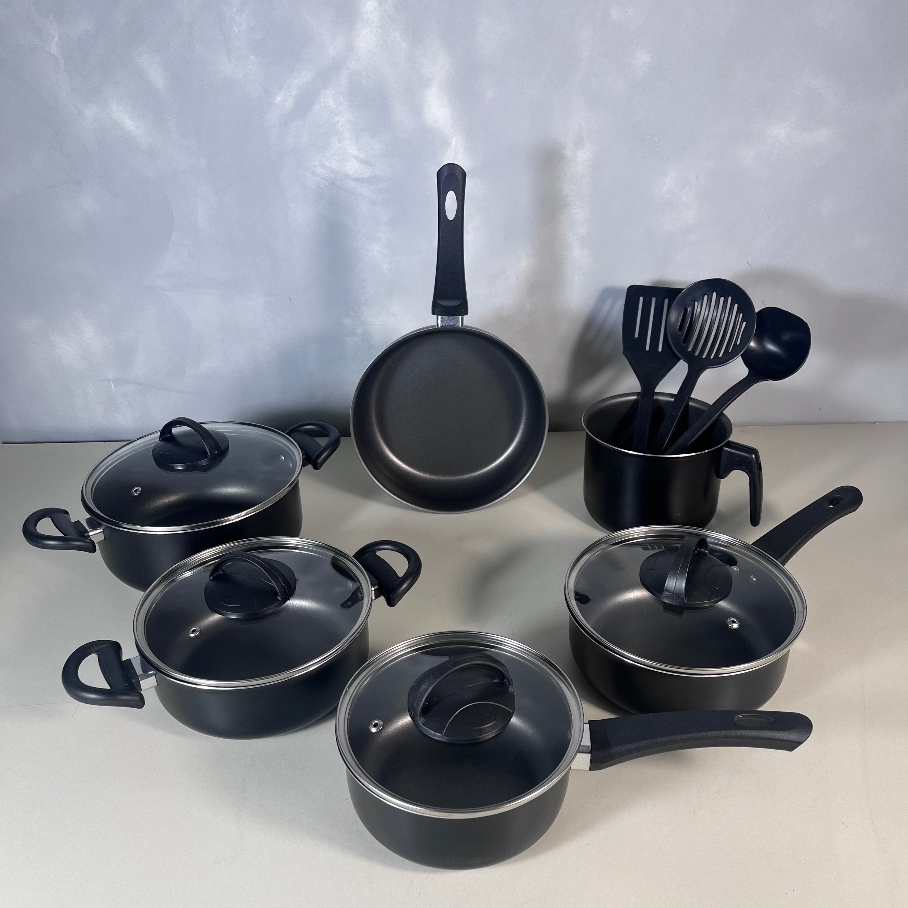 Jogo de Panelas Antiaderente 9 Peças - Preto