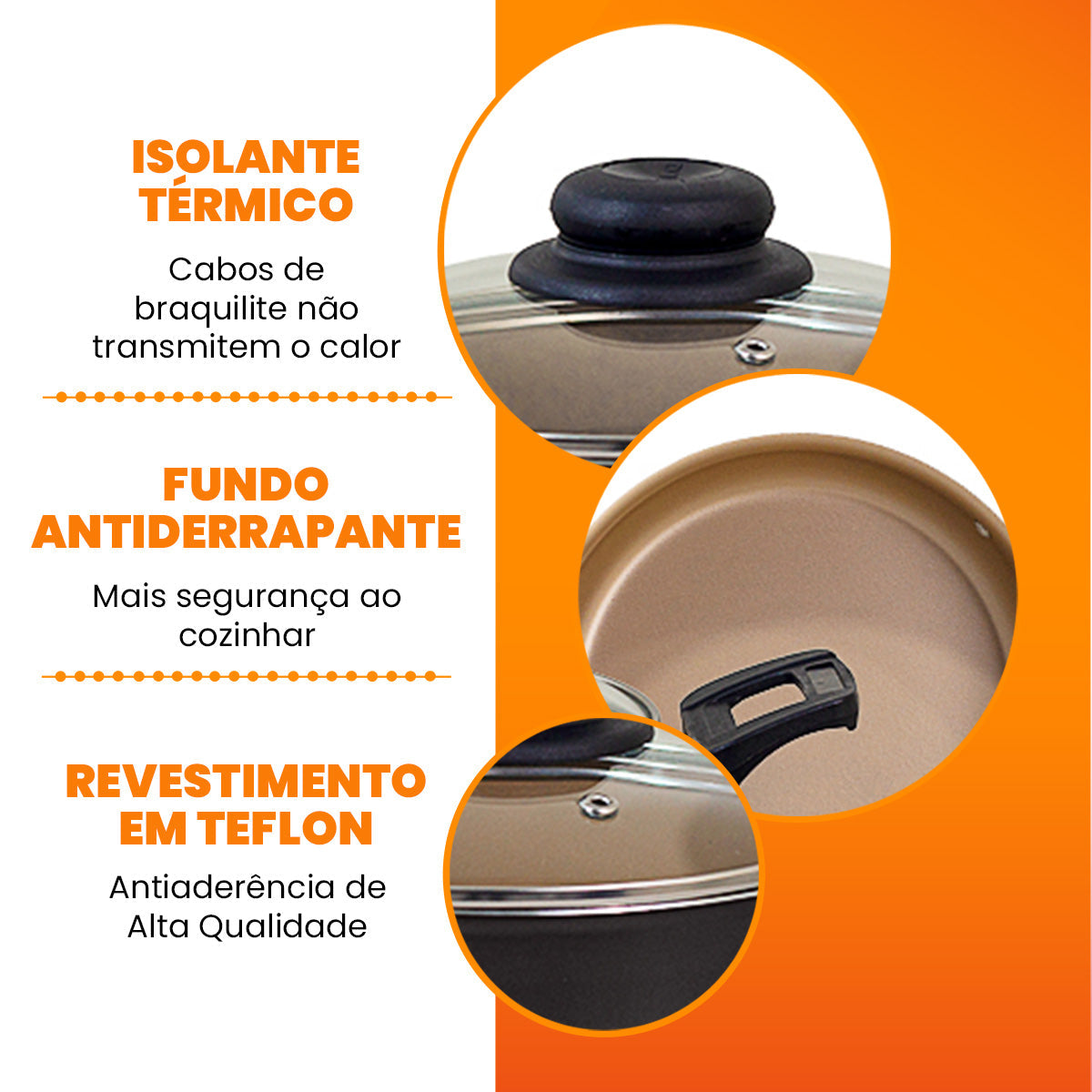 Jogo de Panelas Antiaderente 9 Peças - Preto com Bege