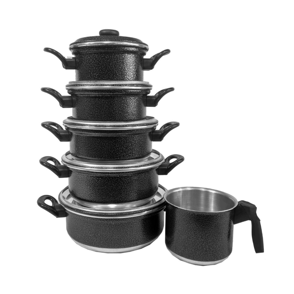 Jogo de Panelas 6 peças com Leiteira Alumínio com Tampa de Aluminio