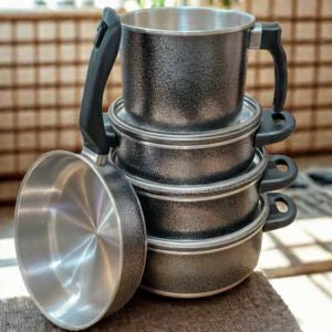 Jogo de Panelas Frigideira Caneco Caçarola Alumínio Resistente 5 peças