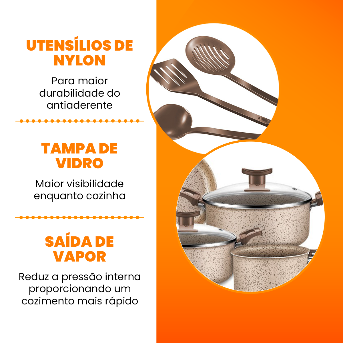 Jogo De Panelas 10 Peças Bianco Antiaderente - Bianco