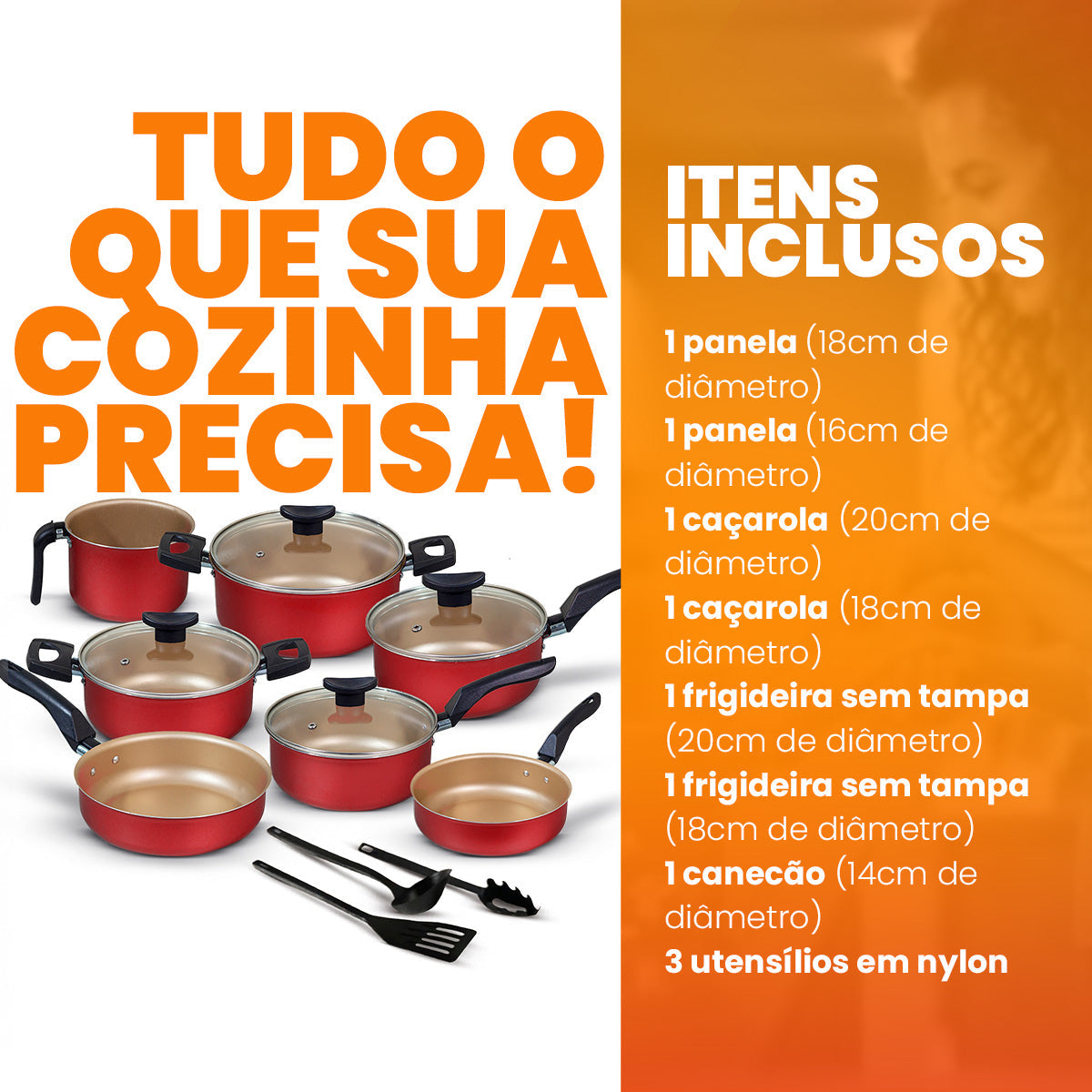 Jogo de Panelas Antiaderente 10 Peças - Cereja