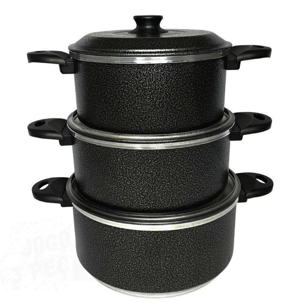 Jogo de Panelas 7 Peças com Frigideira Alumínio Reforçado