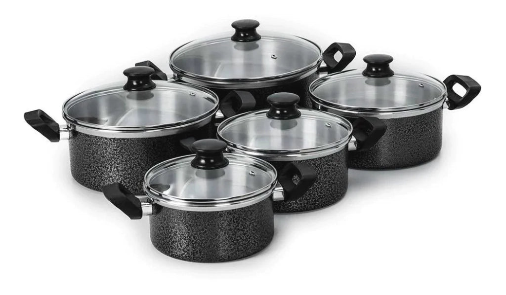 Panelas de Alumínio com Tampa de vidro 5 pecas