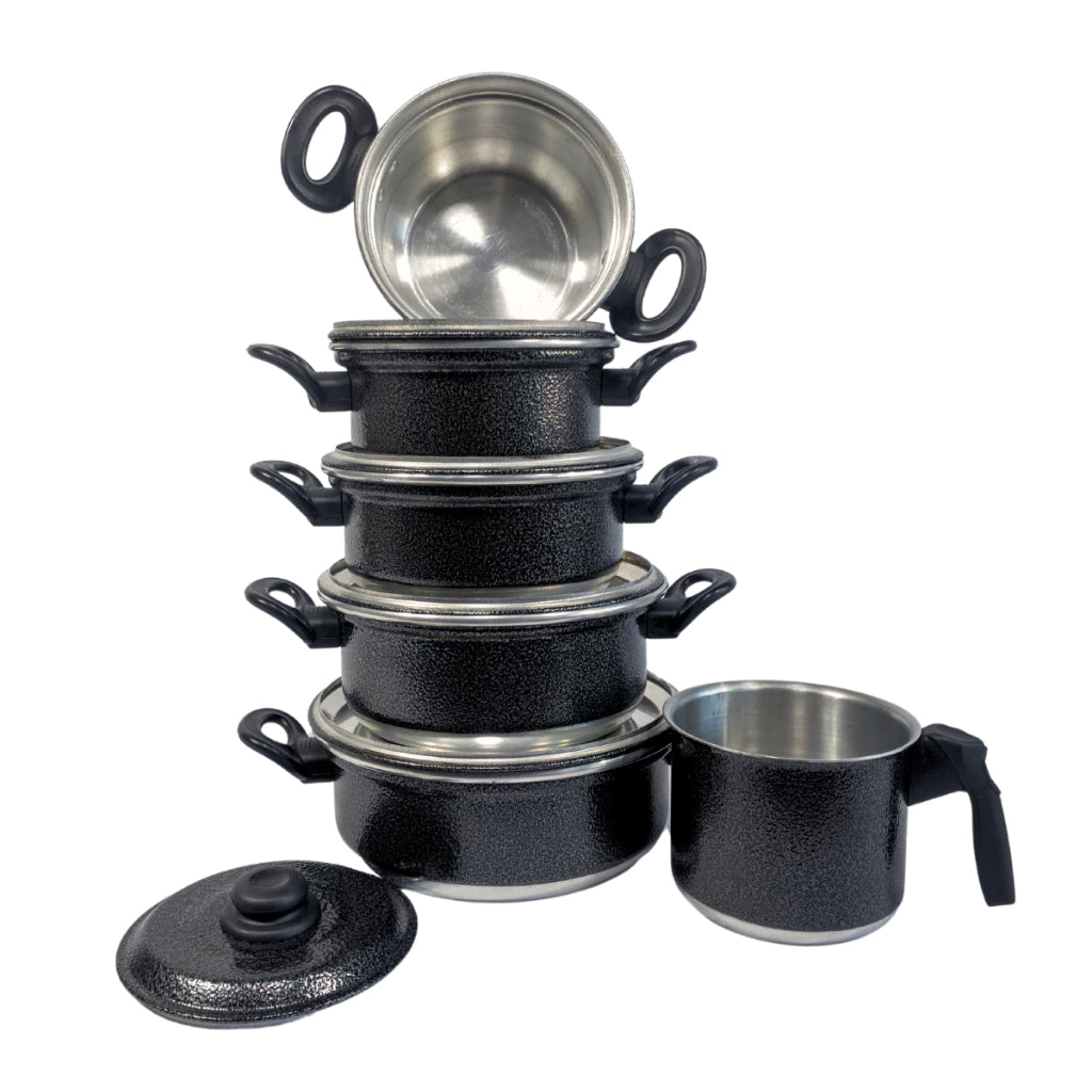 Jogo de Panelas 6 peças com Leiteira Alumínio com Tampa de Aluminio