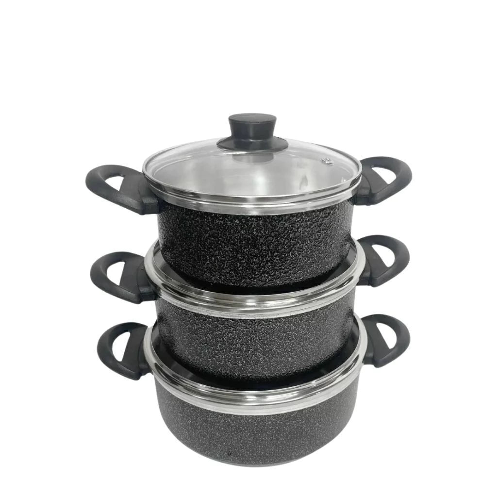 Kit Jogo de Panelas 7 peças Alumínio Tampa de Vidro com Frigideira